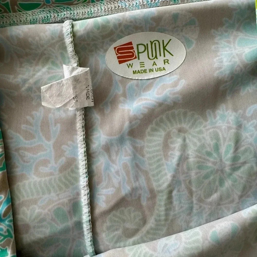 Spunk Wear green/blue coral print athletic swim skirt - Picture 5 of 6